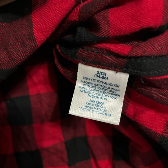 Men’s Red & Black Plaid Faded Glory Long Sleeve Button Down Flannel Multi Shirt - Picture 4 of 6